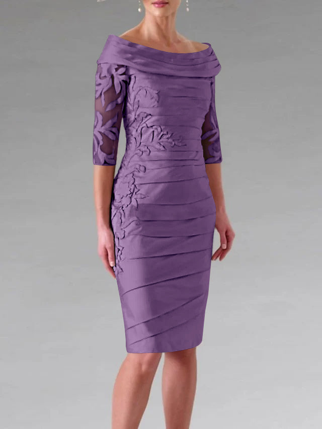 Sheath/Column Scoop Half Sleeves Knee-Length Mother of the