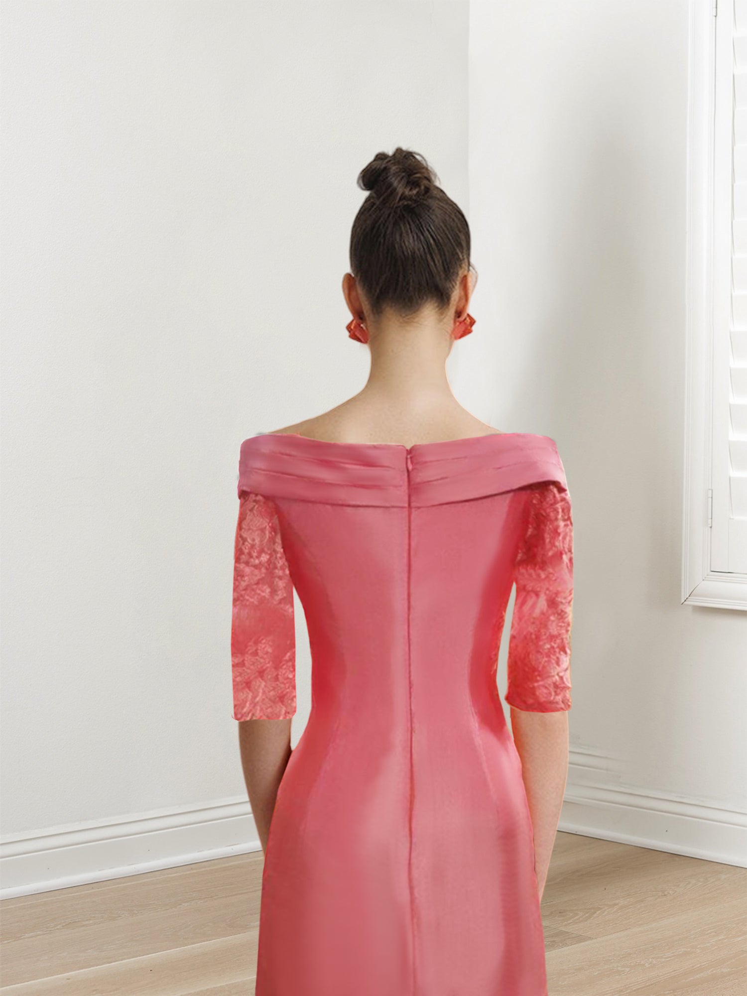 Sheath/Column Scoop Half Sleeves 2 Pieces Mother of the Bride Dresses with Applique & Jacket main image 1