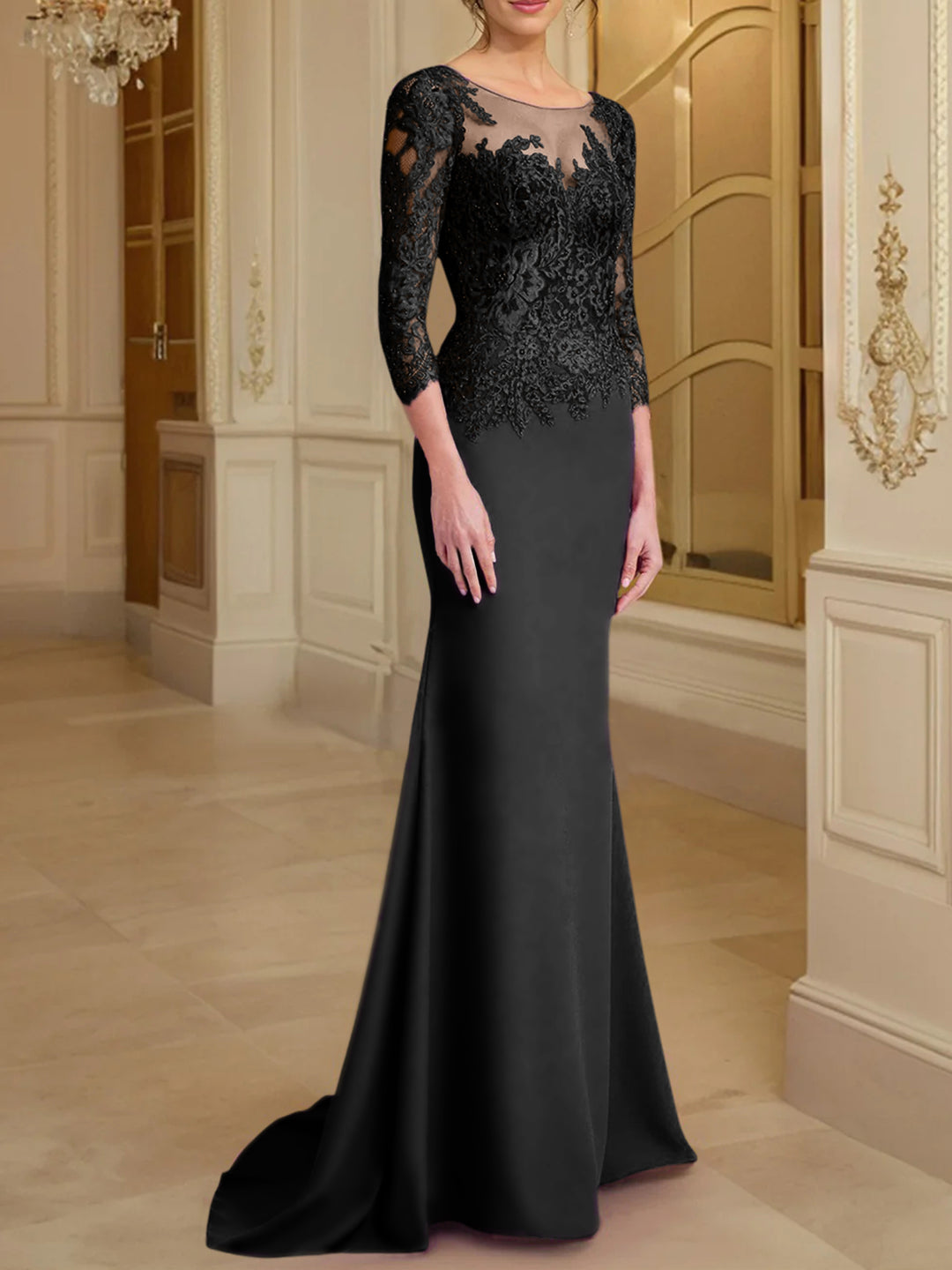 trumpet mermaid bateau long sleeves organza lace floor length dresses Burgundy Trumpet Mermaid Occasion Long Sleeve Prom Dress