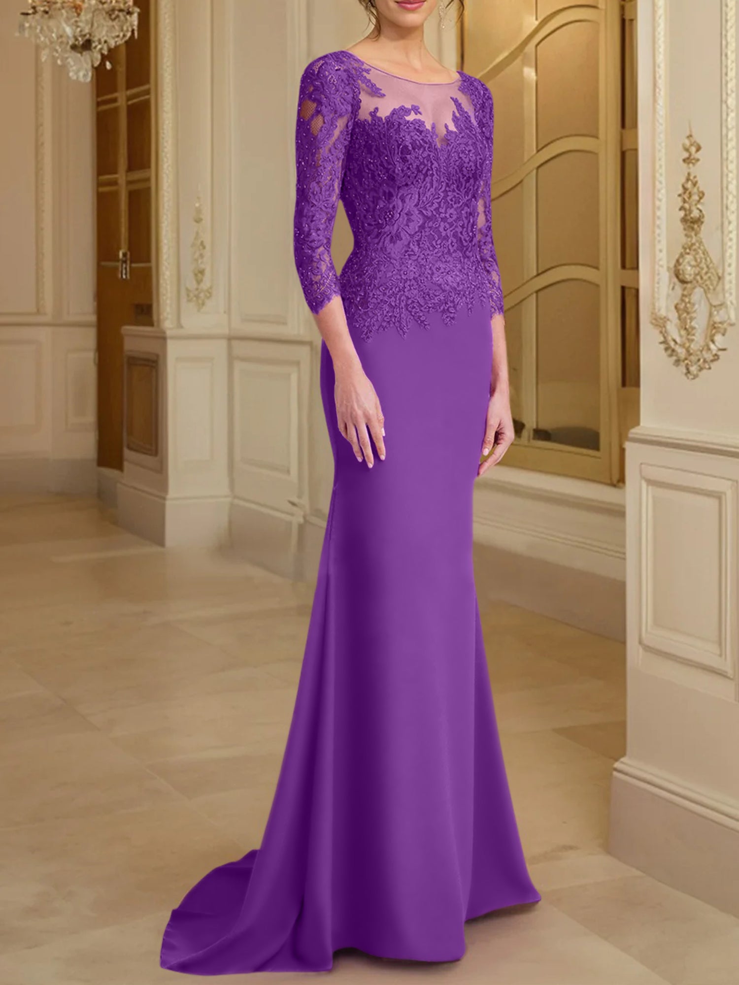 Trumpet/Mermaid Scoop Long Sleeves Mother of the Bride Dresses