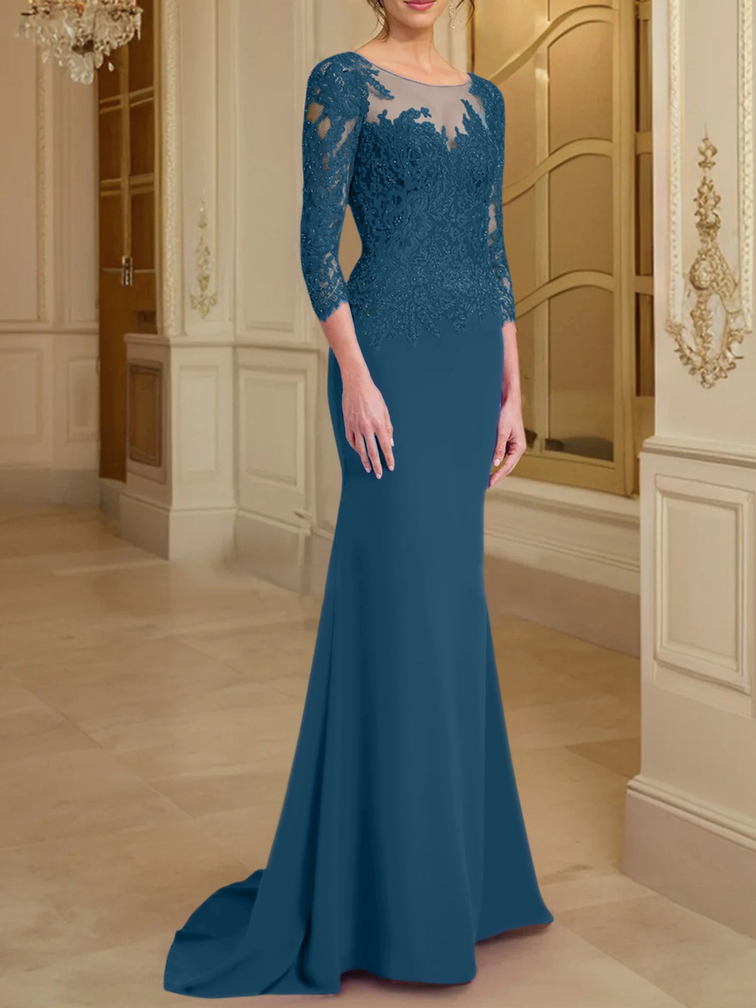 Trumpet/Mermaid Scoop Long Sleeves Mother of the Bride Dresses