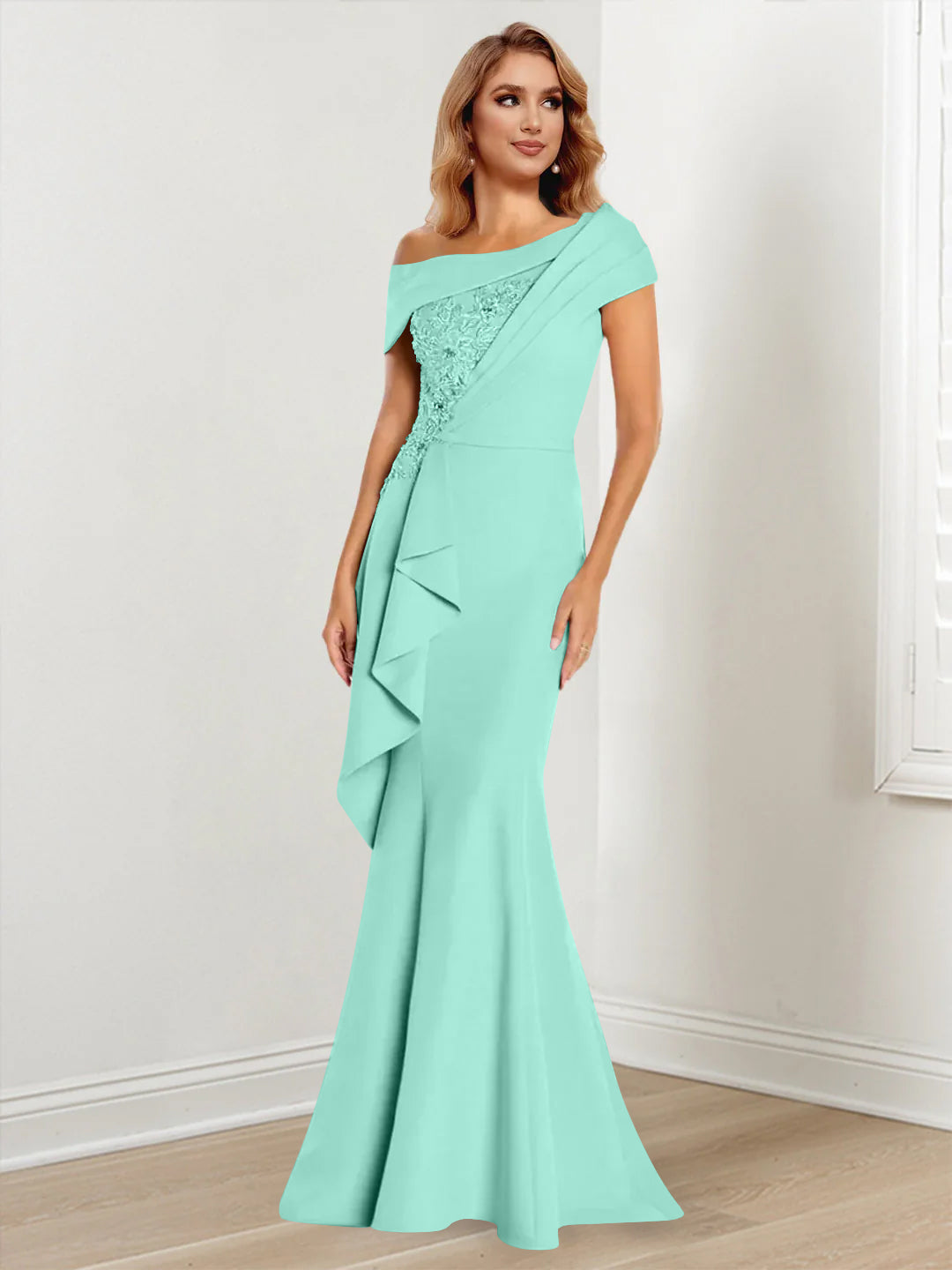 Trumpet/Mermaid One-Shoulder Long Sleeves Mother of the Bride