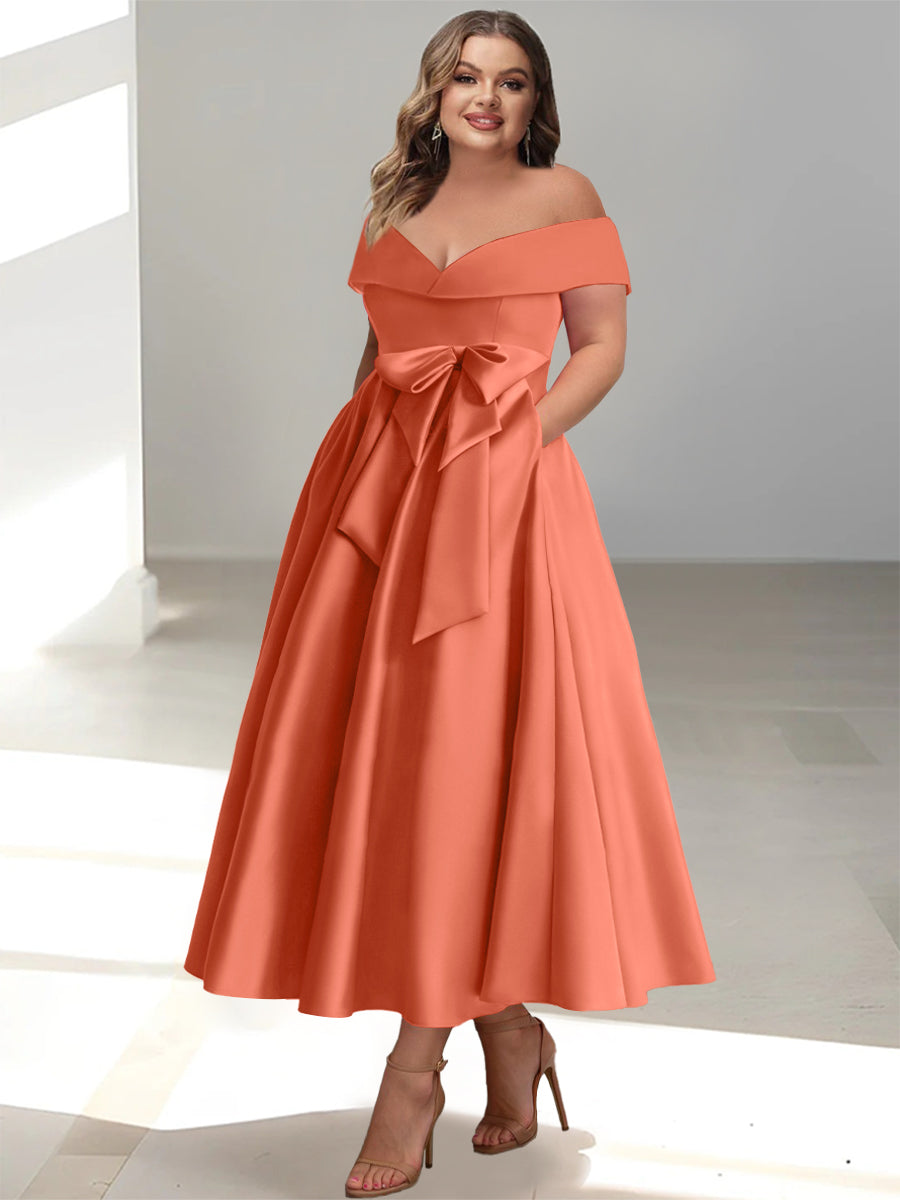 Burgundy Tea Length Satin One Shoulder Pockets Plus Size - Tea Length A-Line Satin One Shoulder Burgundy Dress With Pockets (US16W) Mother Of The Bride Dress Burgundy Tea Length Satin One Shoulder Pockets Plus Size - Tea Length A-Line Satin One Shoulder Burgundy Dress With Pockets (US16W) Mother Of The Bride Dress