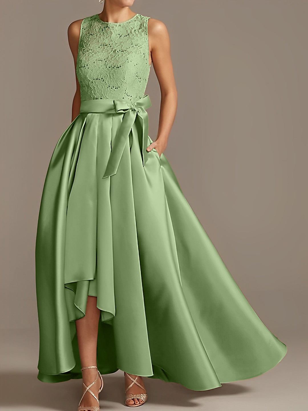 mother of the bride asymmetrical dresses V-Neck A-Line Floral Asymmetrical Mother of the Bride Dress with 3/4 Sleeves