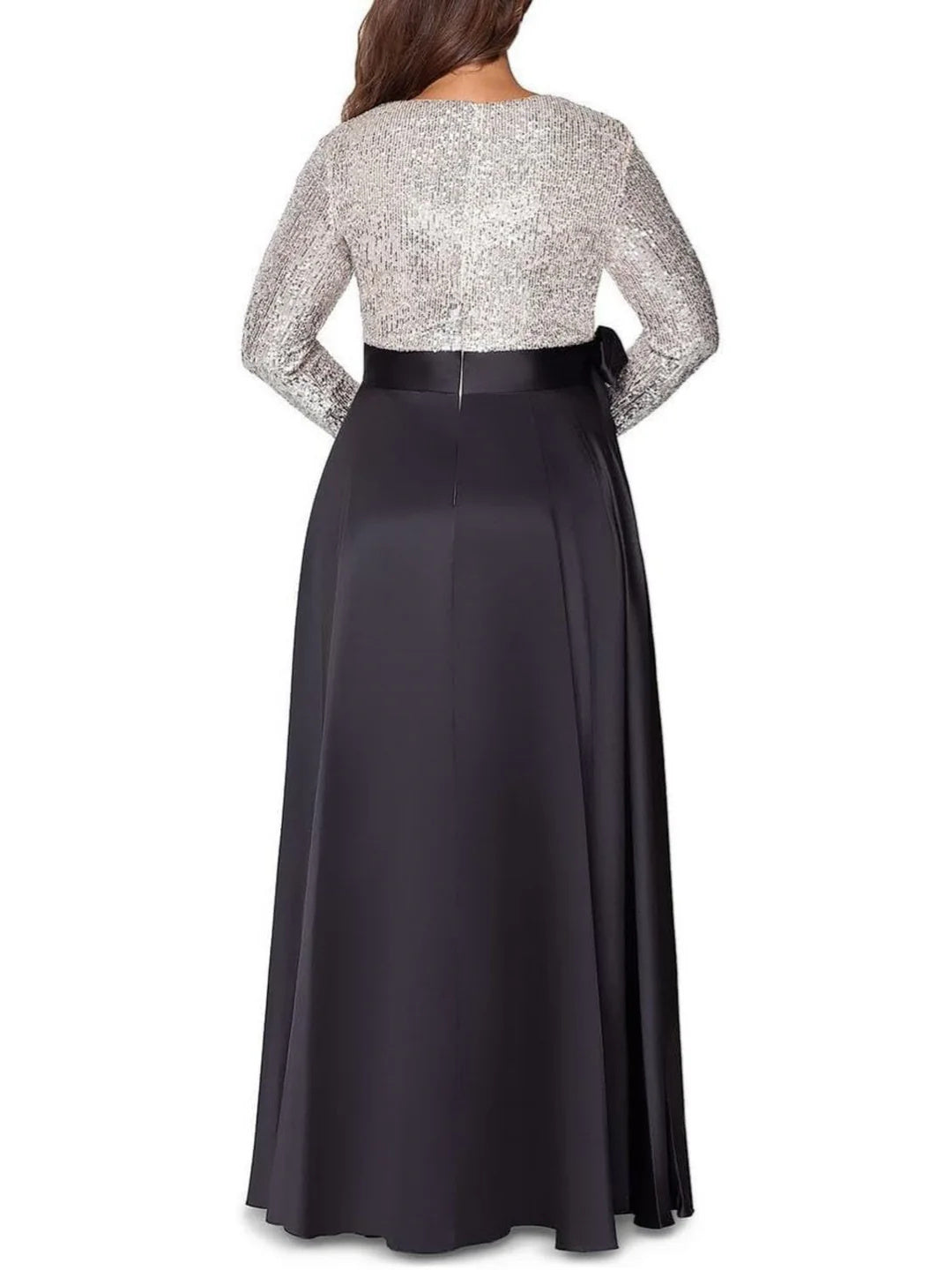 A-Line/Princess V-Neck Long Sleeves Floor-Length Plus Size Mother of the Bride Dresses With Pocket Sequins