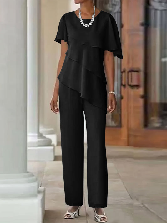 Pantsuit 2 Piece Jewel Neck Floor-Length Mother Of The Bride Dresses