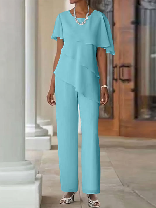 Pantsuit 2 Piece Jewel Neck Floor-Length Mother Of The Bride Dresses