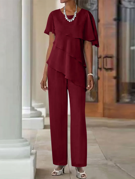 Pantsuit 2 Piece Jewel Neck Floor-Length Mother Of The Bride Dresses