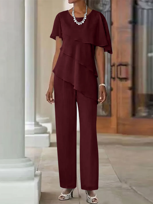Pantsuit 2 Piece Jewel Neck Floor-Length Mother Of The Bride Dresses
