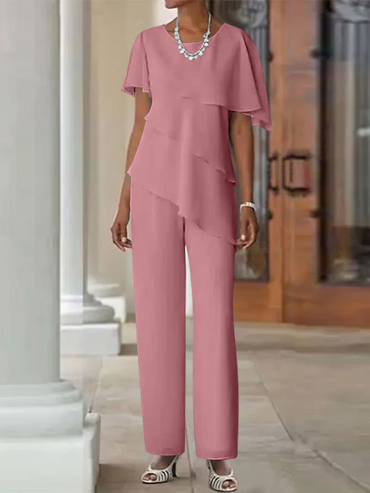 Pantsuit 2 Piece Jewel Neck Floor-Length Mother Of The Bride Dresses