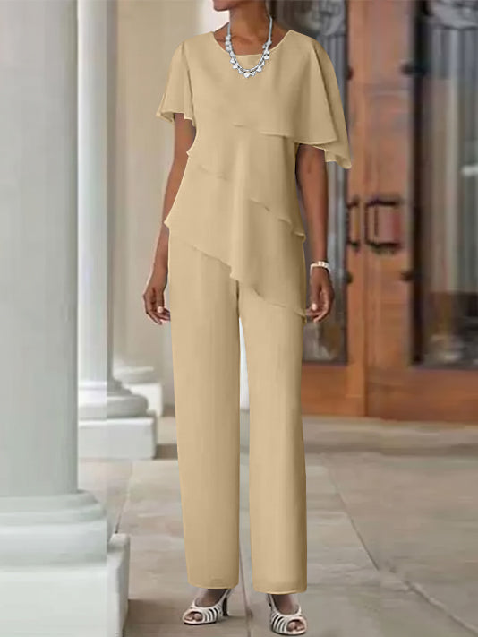 Pantsuit 2 Piece Jewel Neck Floor-Length Mother Of The Bride Dresses