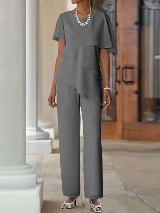 Pantsuit 2 Piece Jewel Neck Floor-Length Mother Of The Bride Dresses