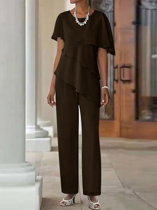Pantsuit 2 Piece Jewel Neck Floor-Length Mother Of The Bride Dresses