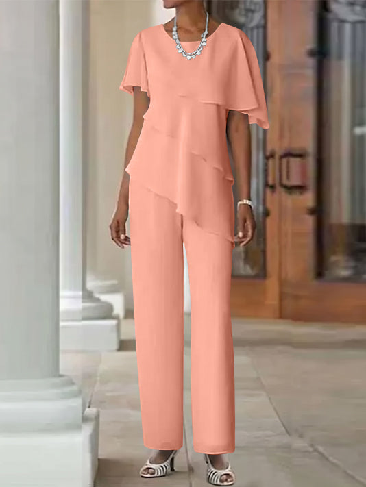 Pantsuit 2 Piece Jewel Neck Floor-Length Mother Of The Bride Dresses