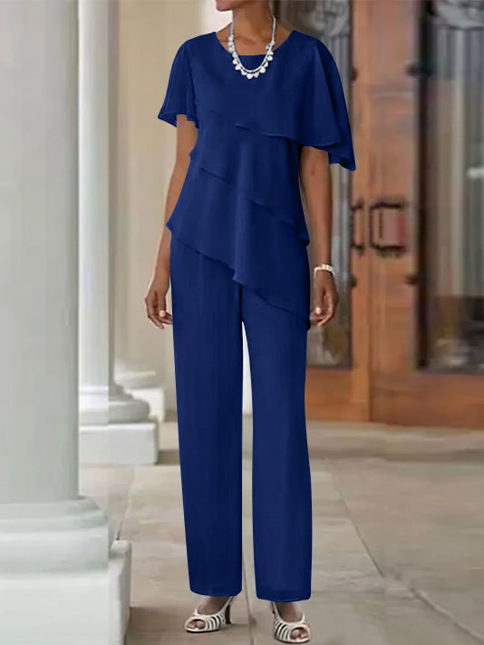 Pantsuit 2 Piece Jewel Neck Floor-Length Mother Of The Bride Dresses