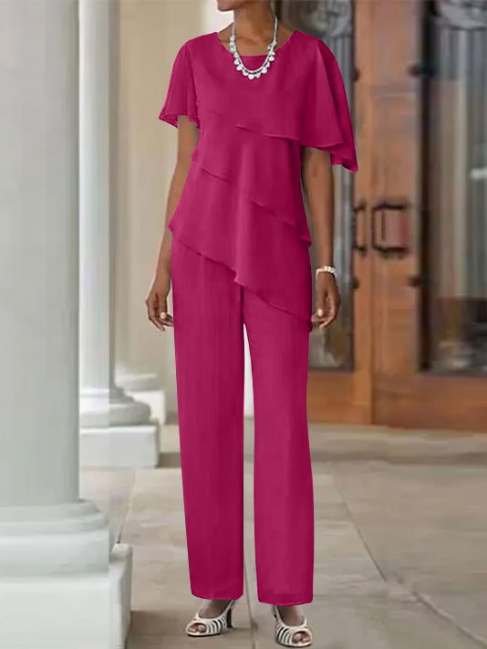 Pantsuit 2 Piece Jewel Neck Floor-Length Mother Of The Bride Dresses