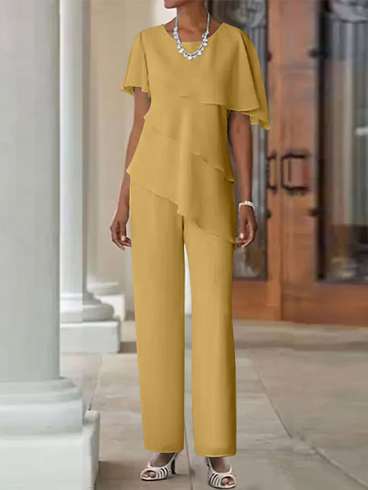 Pantsuit 2 Piece Jewel Neck Floor-Length Mother Of The Bride Dresses