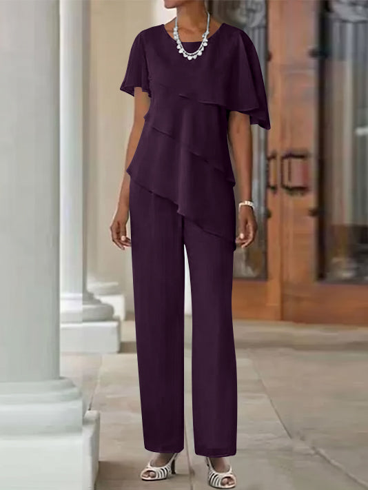 Pantsuit 2 Piece Jewel Neck Floor-Length Mother Of The Bride Dresses