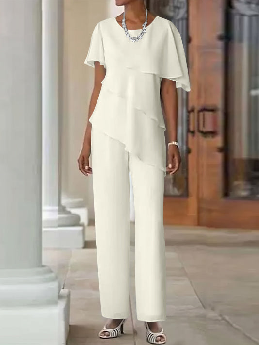 Pantsuit 2 Piece Jewel Neck Floor-Length Mother Of The Bride Dresses