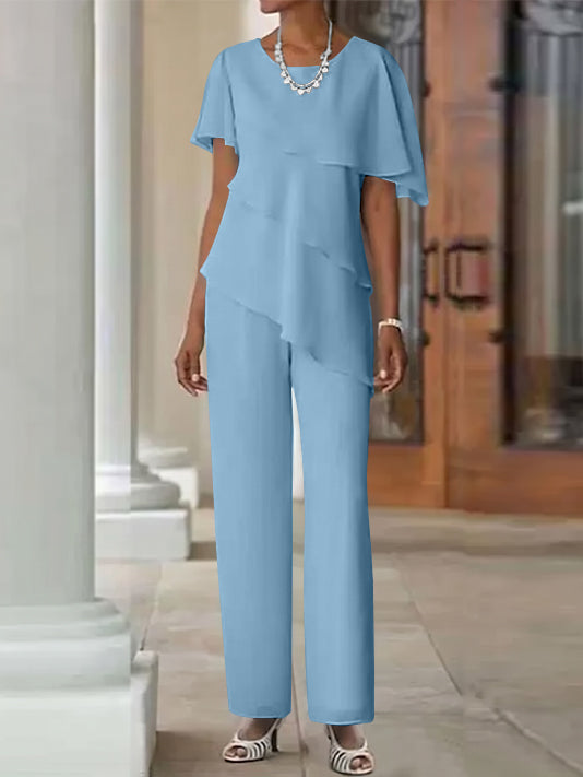 Pantsuit 2 Piece Jewel Neck Floor-Length Mother Of The Bride Dresses