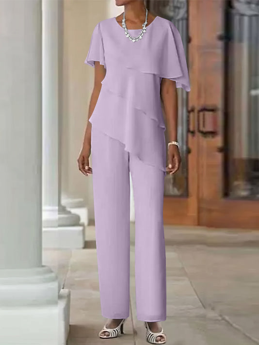 Pantsuit 2 Piece Jewel Neck Floor-Length Mother Of The Bride Dresses