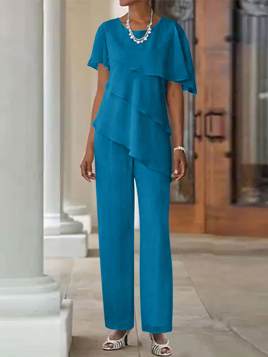 Pantsuit 2 Piece Jewel Neck Floor-Length Mother Of The Bride Dresses