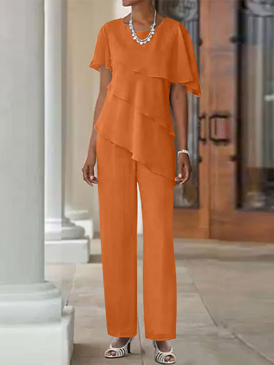 Pantsuit 2 Piece Jewel Neck Floor-Length Mother Of The Bride Dresses