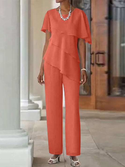 Pantsuit 2 Piece Jewel Neck Floor-Length Mother Of The Bride Dresses