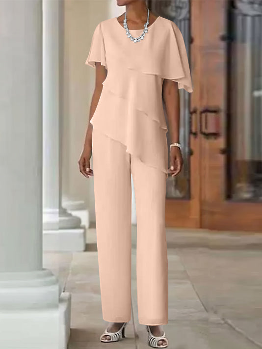Pantsuit 2 Piece Jewel Neck Floor-Length Mother Of The Bride Dresses