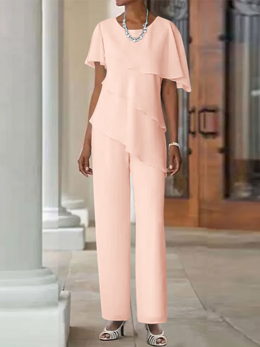 Pantsuit 2 Piece Jewel Neck Floor-Length Mother Of The Bride Dresses