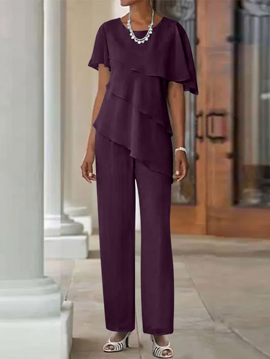 Pantsuit 2 Piece Jewel Neck Floor-Length Mother Of The Bride Dresses