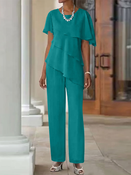 Pantsuit 2 Piece Jewel Neck Floor-Length Mother Of The Bride Dresses