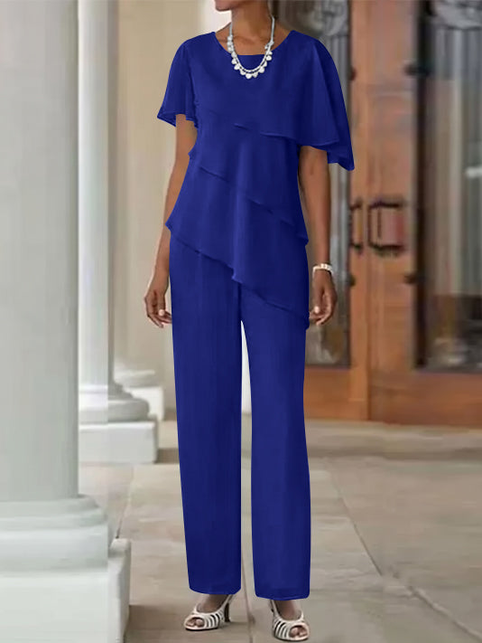 Pantsuit 2 Piece Jewel Neck Floor-Length Mother Of The Bride Dresses