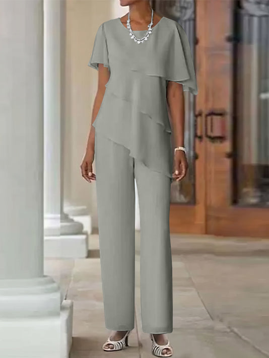 Pantsuit 2 Piece Jewel Neck Floor-Length Mother Of The Bride Dresses