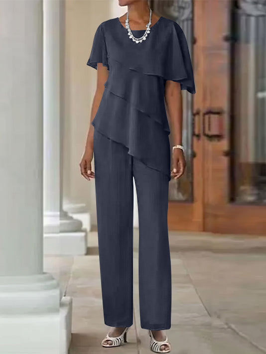 Pantsuit 2 Piece Jewel Neck Floor-Length Mother Of The Bride Dresses