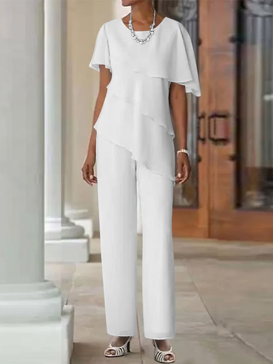 Pantsuit 2 Piece Jewel Neck Floor-Length Mother Of The Bride Dresses