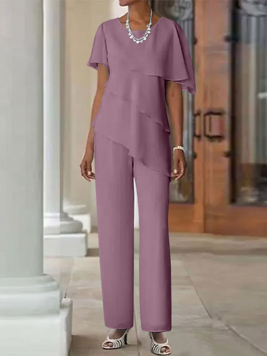 Pantsuit 2 Piece Jewel Neck Floor-Length Mother Of The Bride Dresses