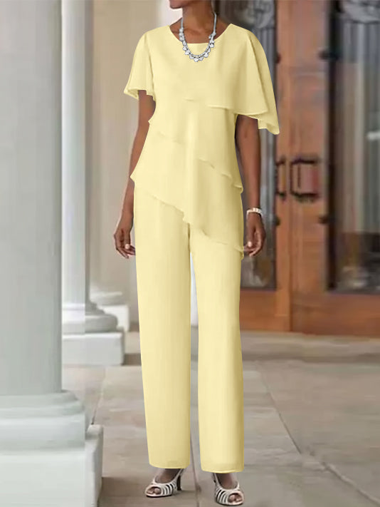 Pantsuit 2 Piece Jewel Neck Floor-Length Mother Of The Bride Dresses