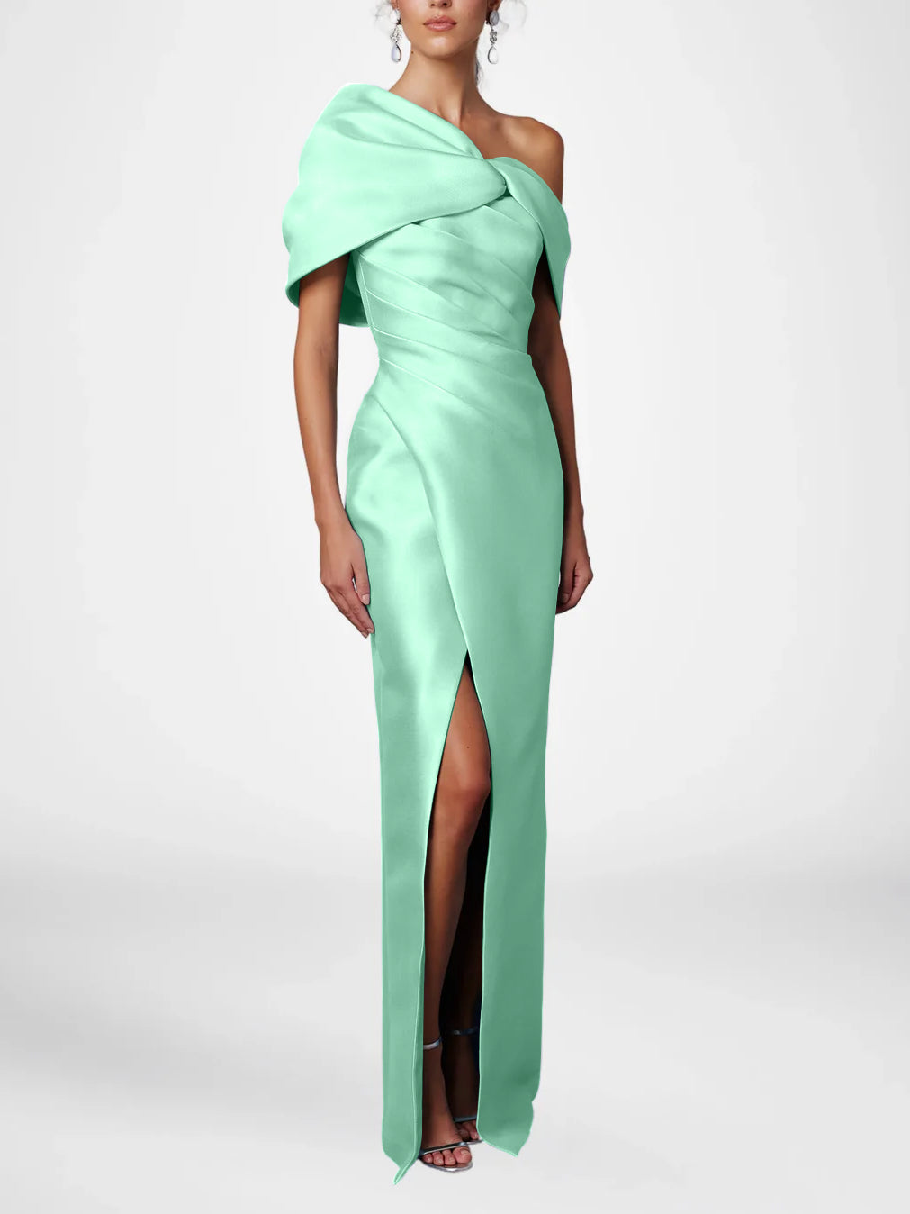 A-Line/Princess V-Neck Half Sleeves Asymmetrical Mother of the