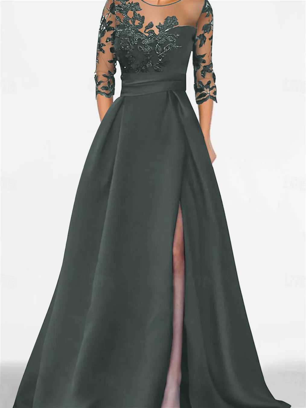 A-Line/Princess Sweetheart 3/4 Sleeves Floor-Length Mother Of The Bride Dresses With Lace & Split Side