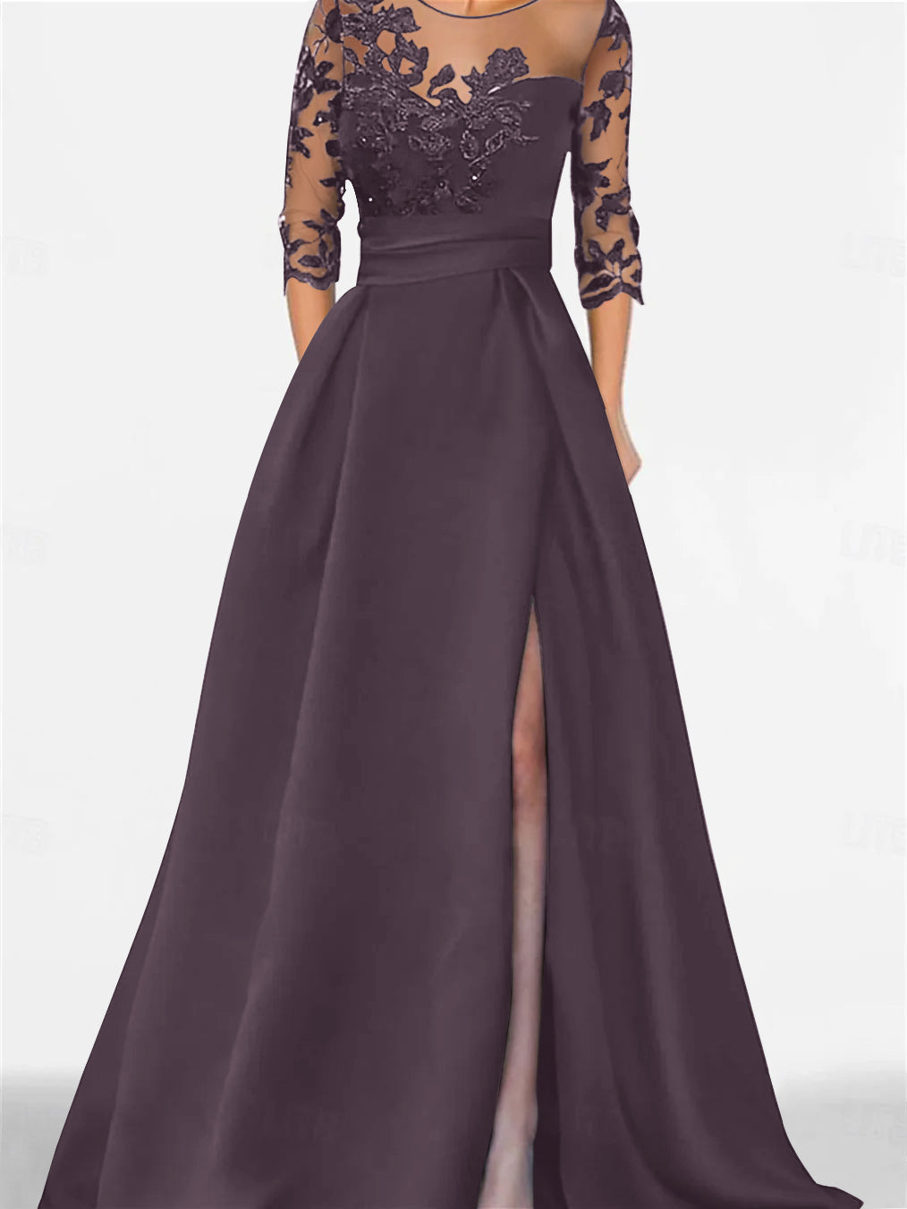 A-Line/Princess Sweetheart 3/4 Sleeves Floor-Length Mother Of The Bride Dresses With Lace & Split Side Dusk A-Line/Princess Sweetheart 3/4 Sleeves Floor-Length Mother Of The Bride Dresses With Lace & Split Side Dusk