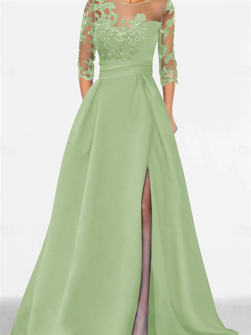 Sweetheart 3/4 Sleeves Floor-Length Mother Of The Bride Dresses With Lace & Split Side