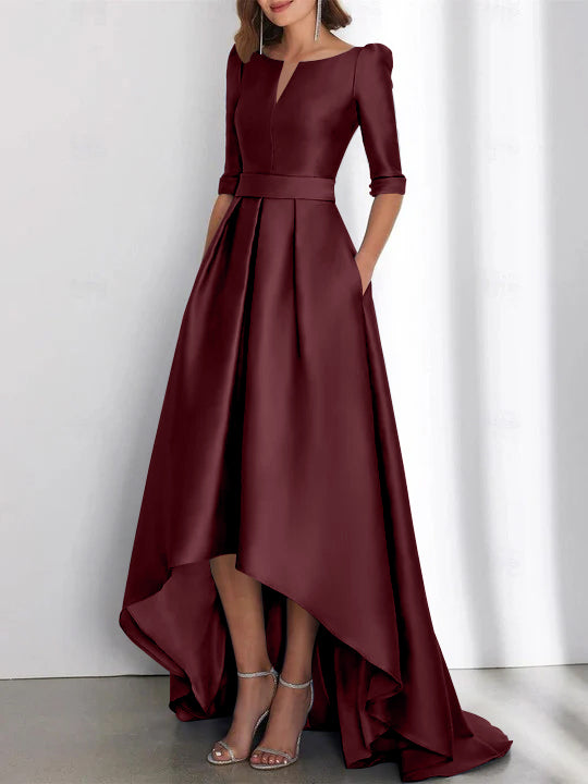 A-Line/Princess Half Sleeves Asymmetrical Mother Of The Bride Dresses - Mondressy A-Line/Princess Half Sleeves Asymmetrical Mother Of The Bride Dresses - Mondressy