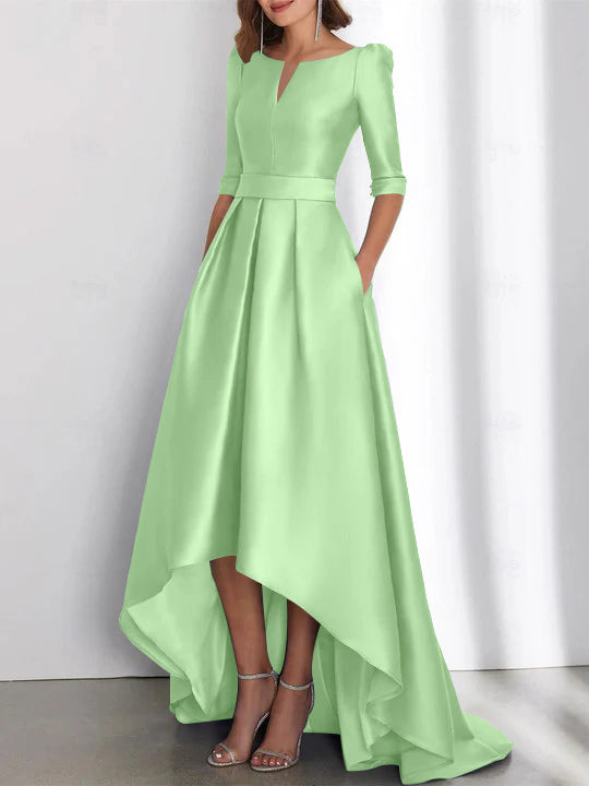 A-Line/Princess Half Sleeves Asymmetrical Mother Of The Bride Dresses With Pockets