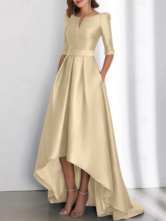 A-Line/Princess Half Sleeves Asymmetrical Mother Of The Bride Dresses With Pockets