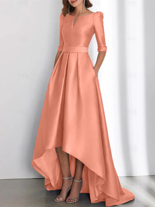 A-Line/Princess Half Sleeves Asymmetrical Mother Of The Bride Dresses With Pockets