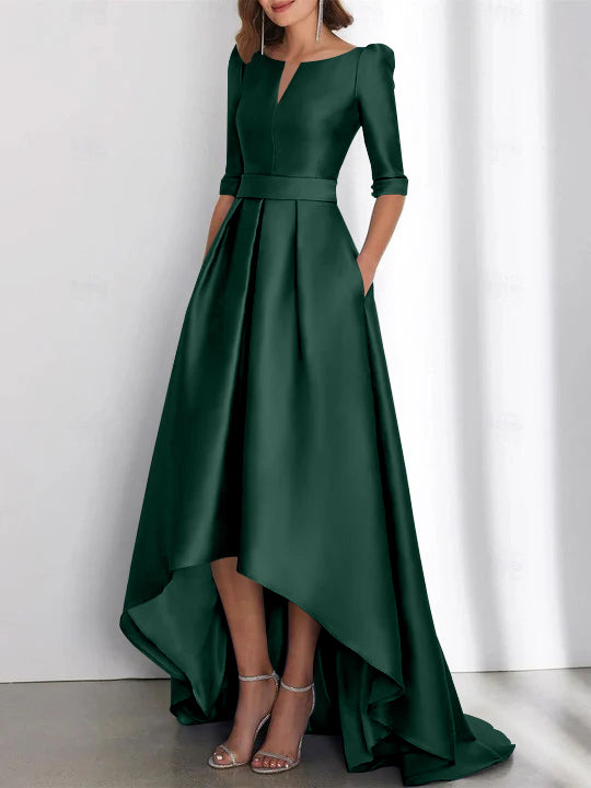 A-Line/Princess Half Sleeves Asymmetrical Mother Of The Bride Dresses - Mondressy A-Line/Princess Half Sleeves Asymmetrical Mother Of The Bride Dresses - Mondressy