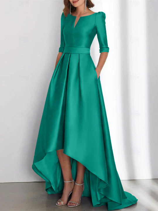 A-Line/Princess Half Sleeves Asymmetrical Mother Of The Bride Dresses With Pockets Jade