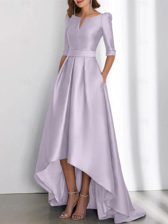 A-Line/Princess Half Sleeves Asymmetrical Mother Of The Bride Dresses With Pockets