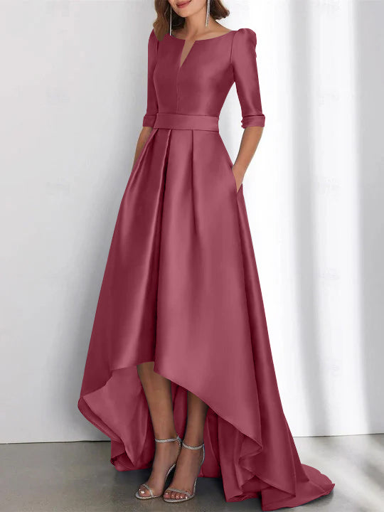 A-Line/Princess Half Sleeves Asymmetrical Mother Of The Bride Dresses With Pockets